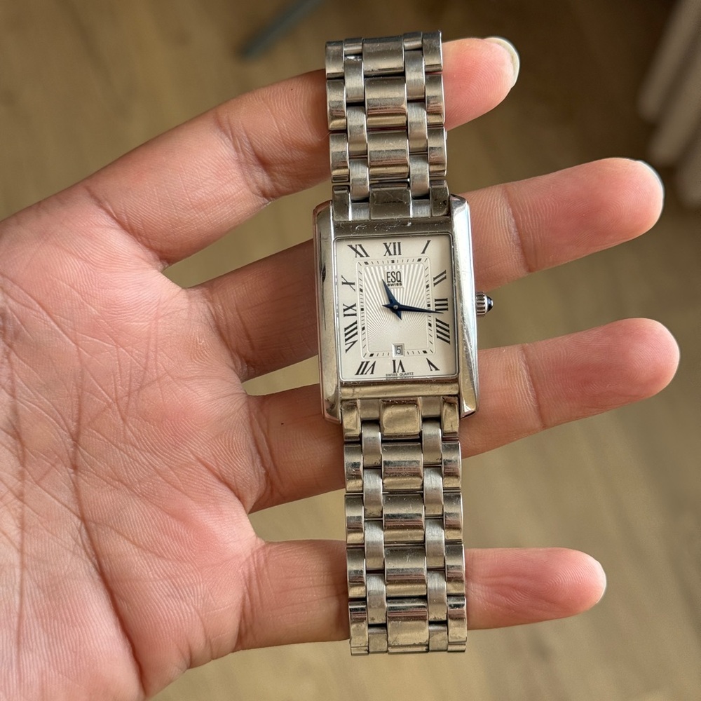 ESQ Swiss by Movado Men's squre Silver Stainless Watch date